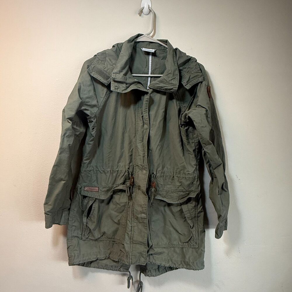 Columbia Women's Olive Green Hooded Utility Jacket M Drawstring Waist